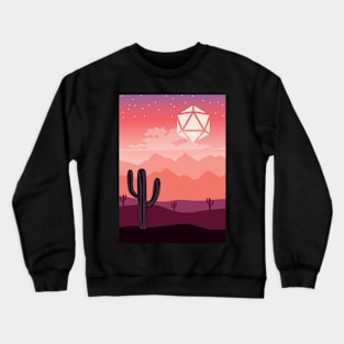 Desert Starry Night D20 Dice Full Moon RPG Landscape Crewneck Sweatshirt